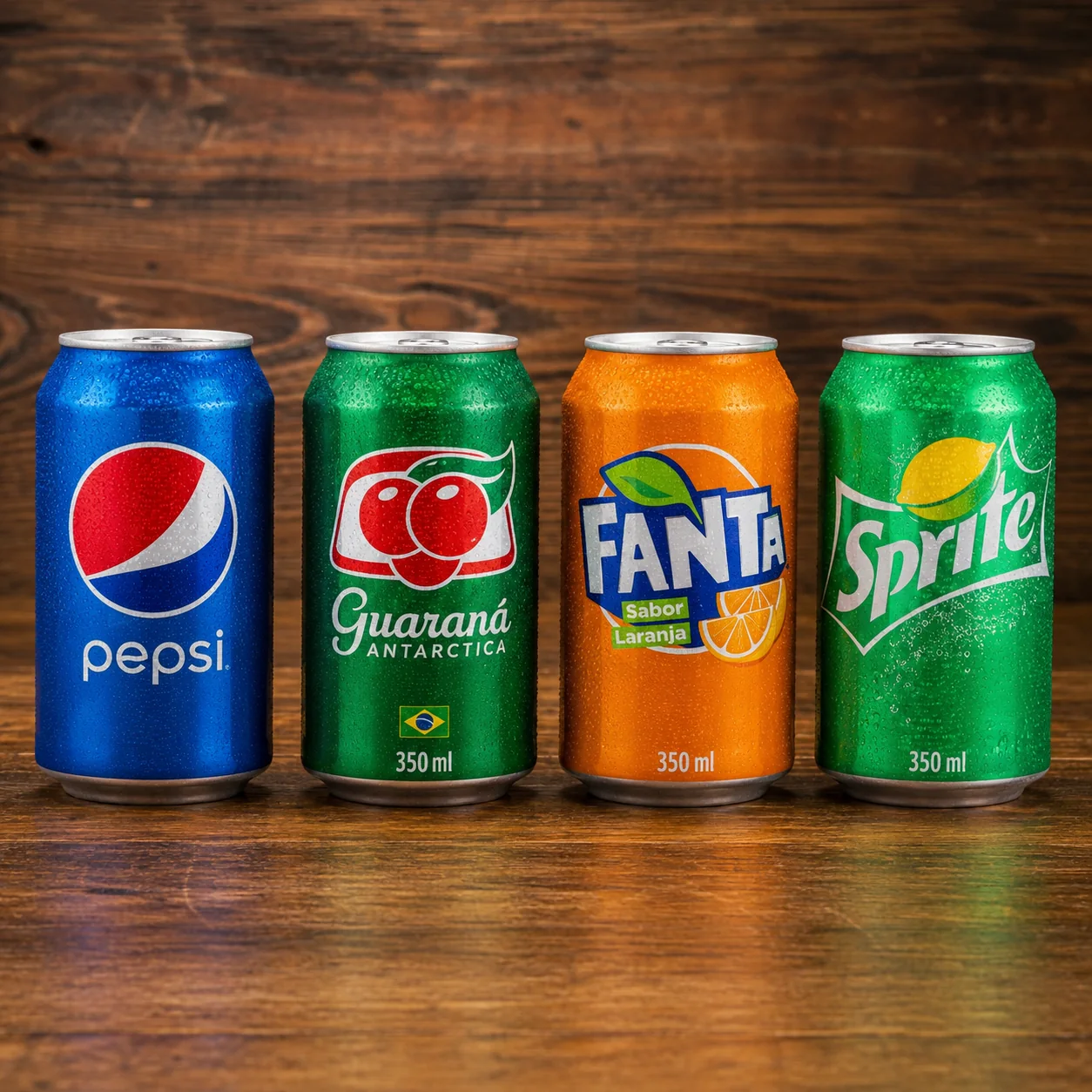 Copos de Coca-Cola, Fanta, Guaraná Antarctica e Sprite