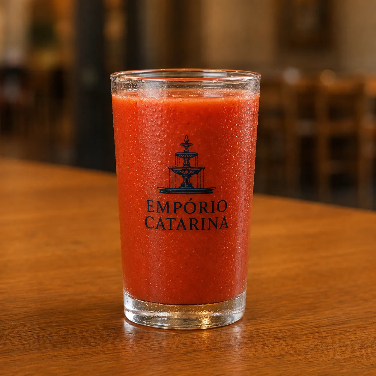 Copo de suco de tomate temperado