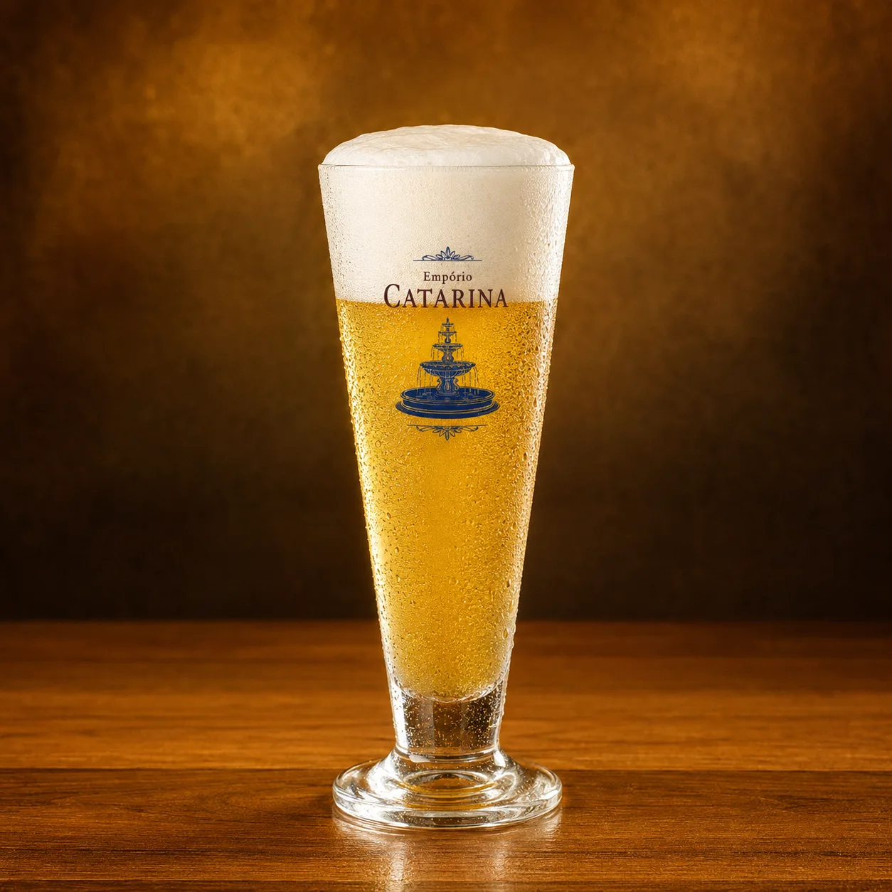 Chopp Antarctica servido em copo do Empório Catarina