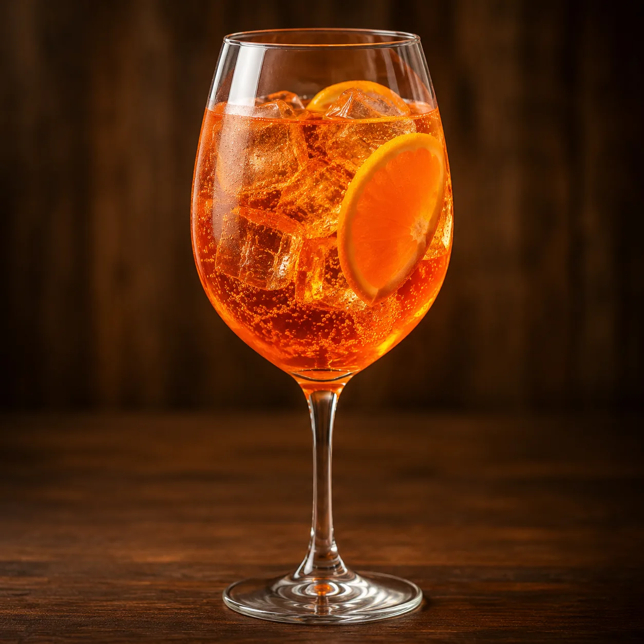 Aperol Spritz com gelo e laranja-bahia