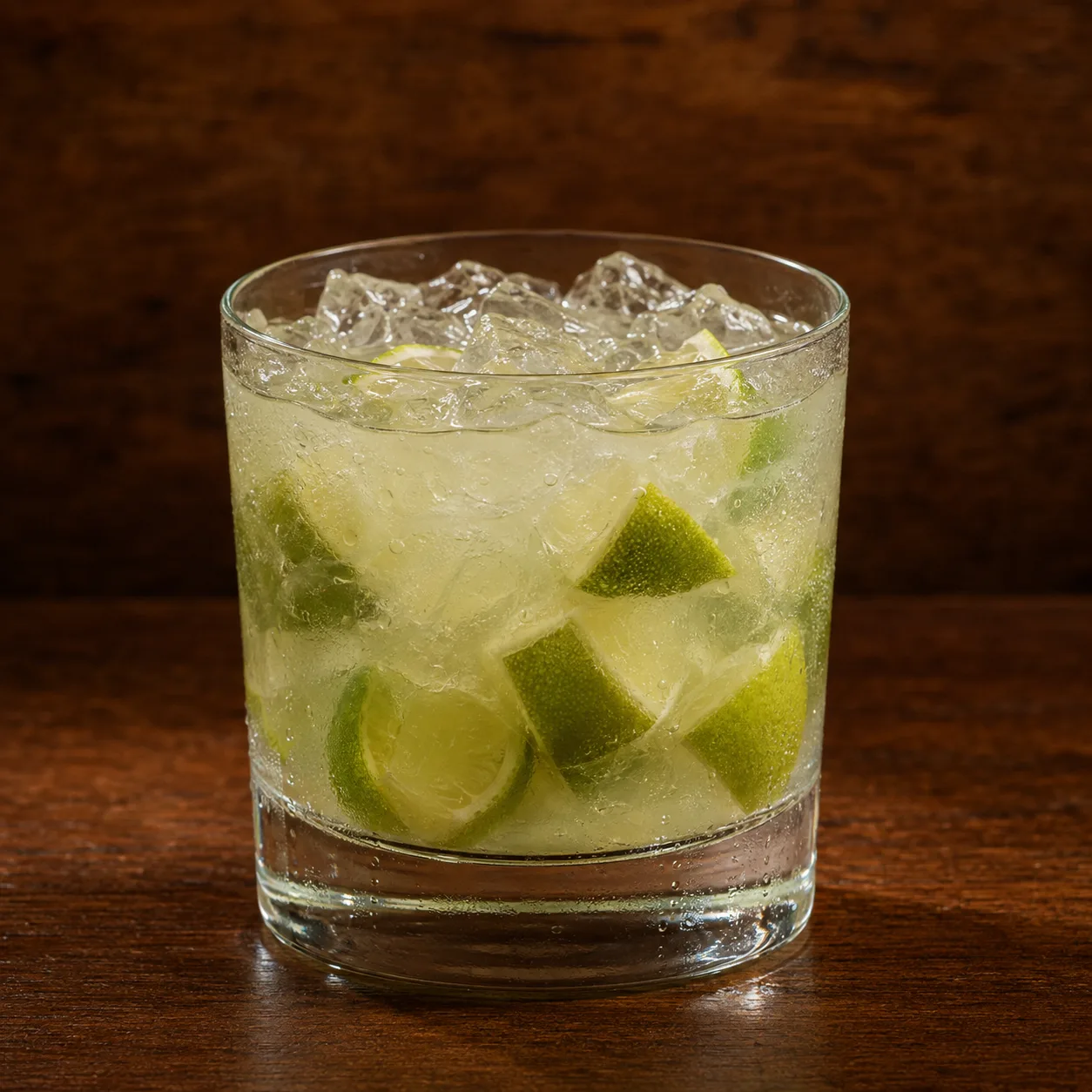 Caipirinha tradicional com limão e gelo