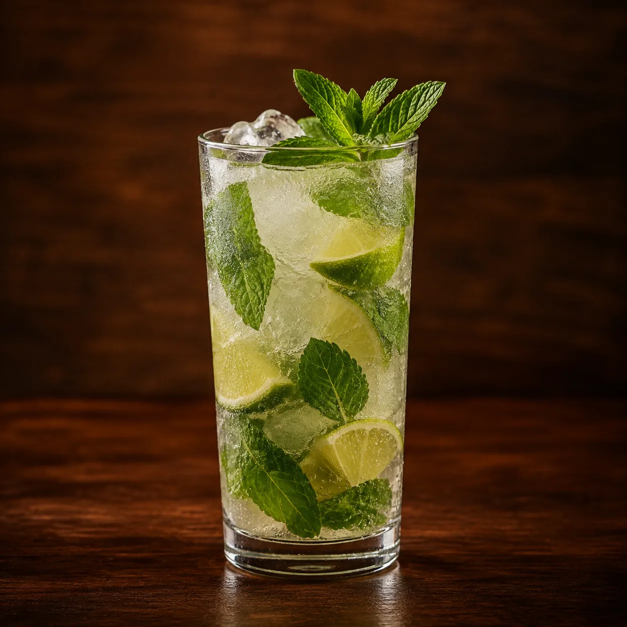 Mojito com limão, hortelã e gelo