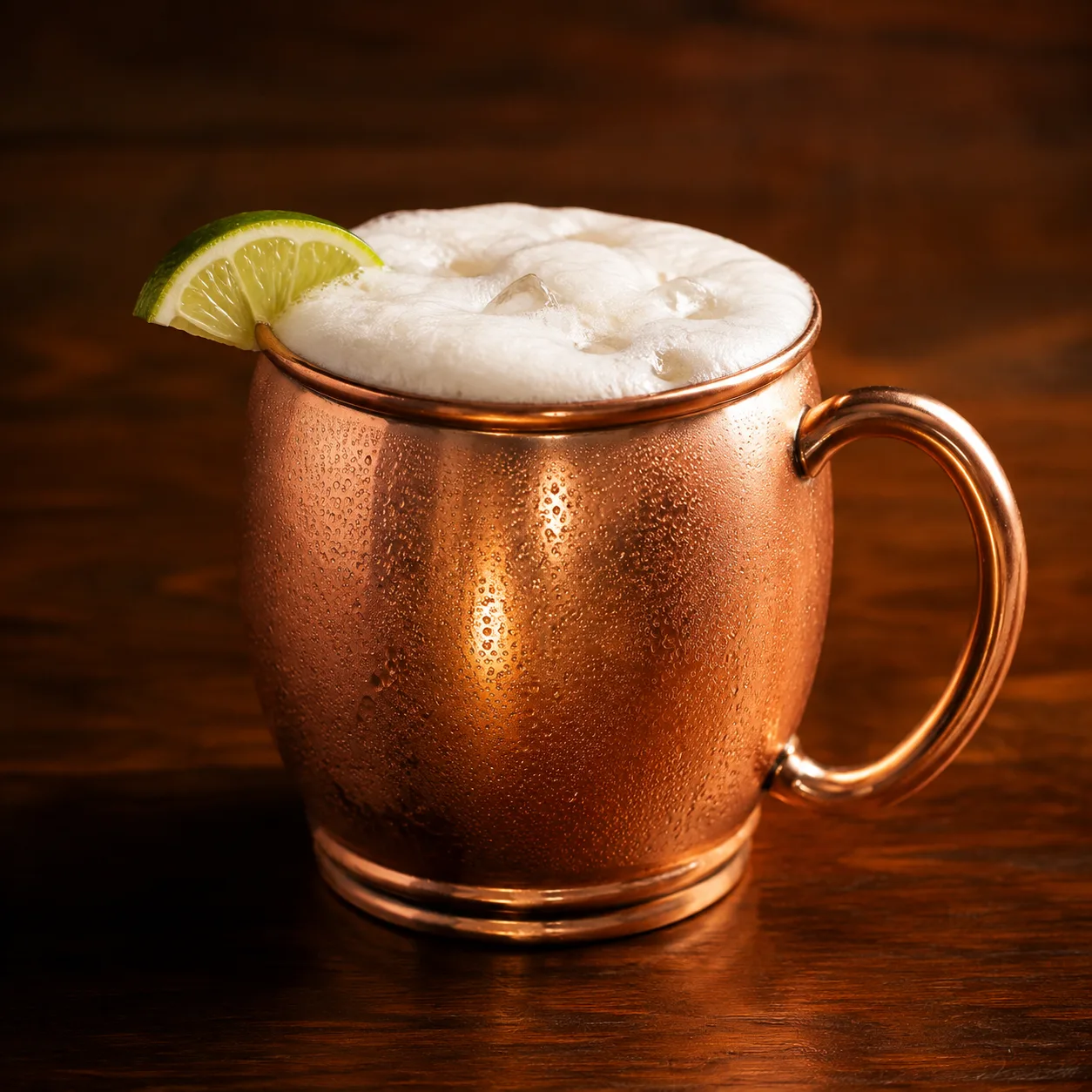 Moscow Mule em caneca de cobre com espuma de gengibre