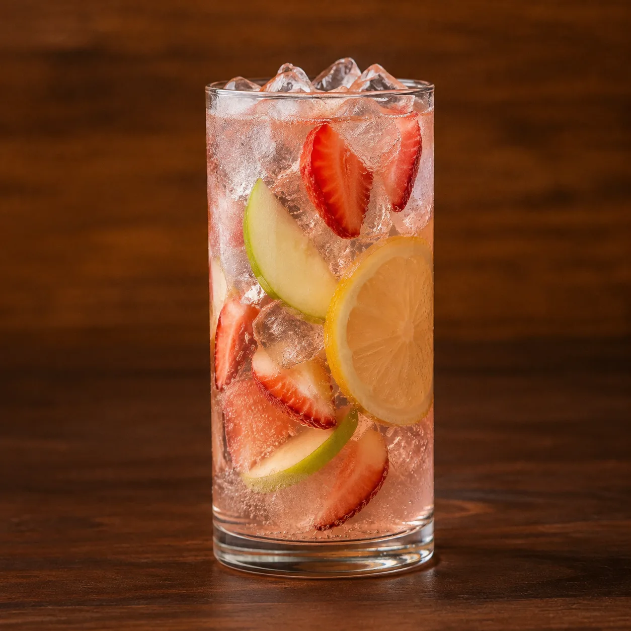 Drink sem álcool com limão-siciliano, morango e maçã-verde