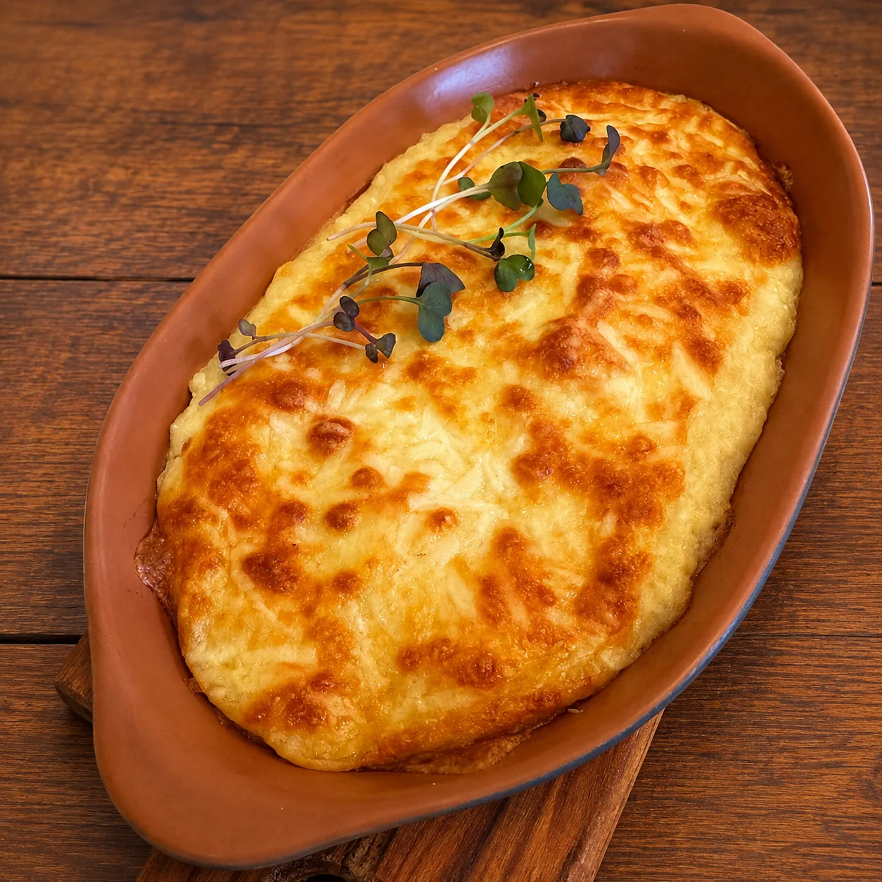 Escondidinho de bacalhau gratinado