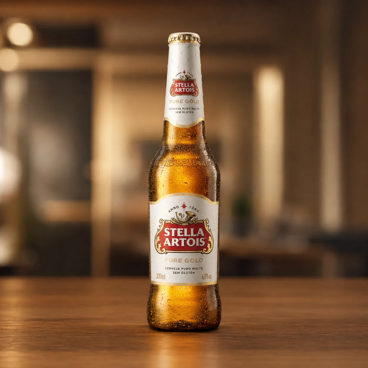 Garrafa long neck Stella Artois Pure Gold