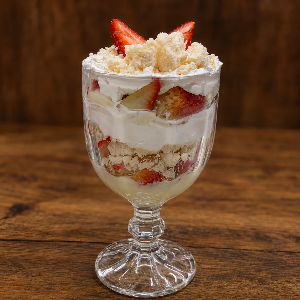 Merengue de morangos com creme, suspiros e chantilly